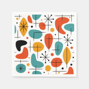 Serviette En Papier Motif Starburst moderne du milieu du siècle