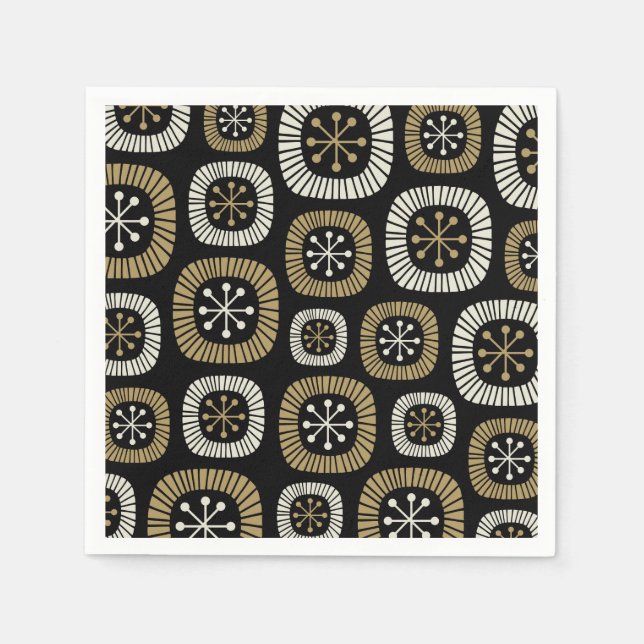Serviette En Papier Motif Starburst moderne du milieu du siècle (Devant)
