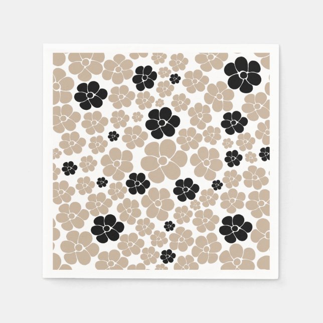 Serviette En Papier Motif tendance en Taupe, noir et blanc (Devant)