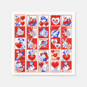 Serviette En Papier Motif timbre de la Saint-Valentin vintage des anné