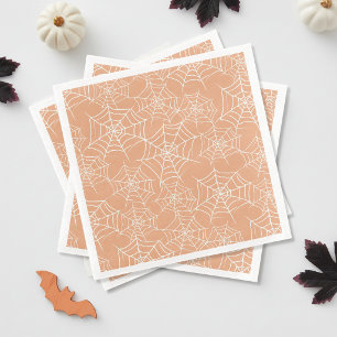 Serviette En Papier Motif Toile d'araignée Halloween Orange Blanc ID13