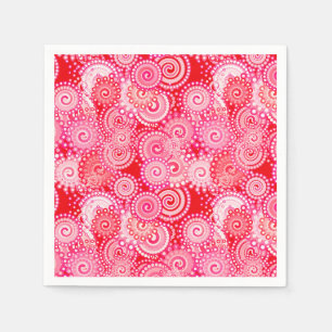Serviette En Papier Motif tourbillon fractal, rouge et rose chaud