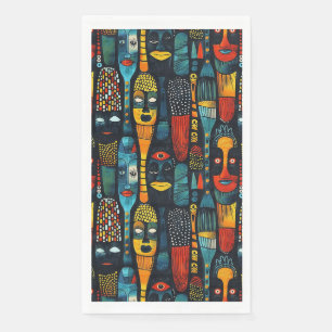 Serviette En Papier Motif tribal africain avec idoles.
