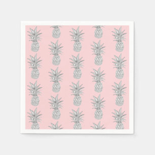 Serviette En Papier Motif tropical à ananas rose