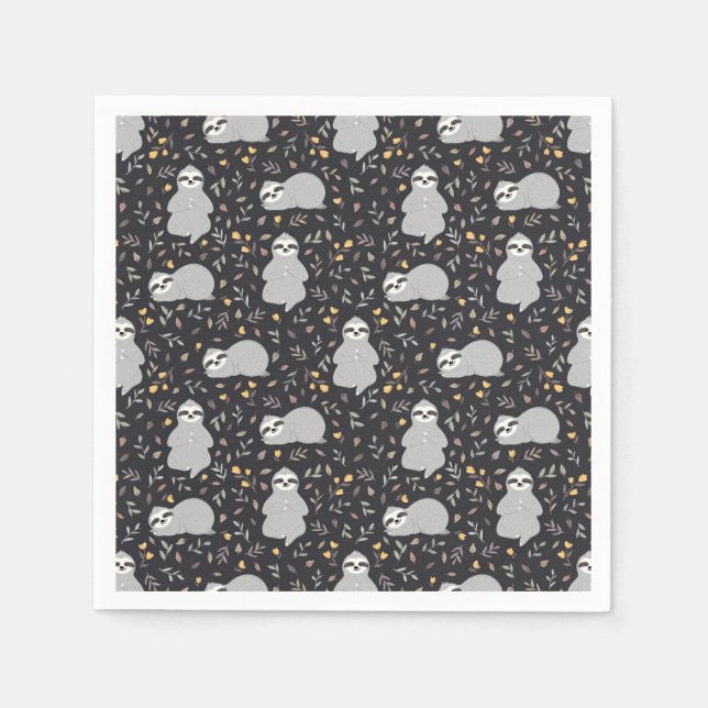 Serviette En Papier Motif Tropical Baby Sloth (Devant)