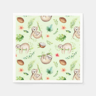 Serviette En Papier Motif tropical de paresse de noix de coco