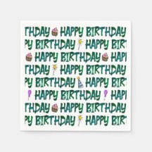 Motif typographique vert Joyeux Anniversaire 