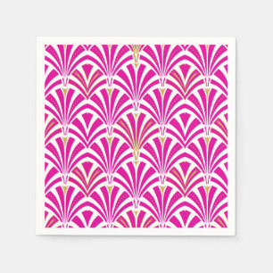 Serviette En Papier Motif ventilateur Art déco - rose fushia