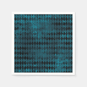 Serviette En Papier Motif vintage Blue & Black Harlequin