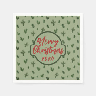 Serviette En Papier motif vintage vert de Noël