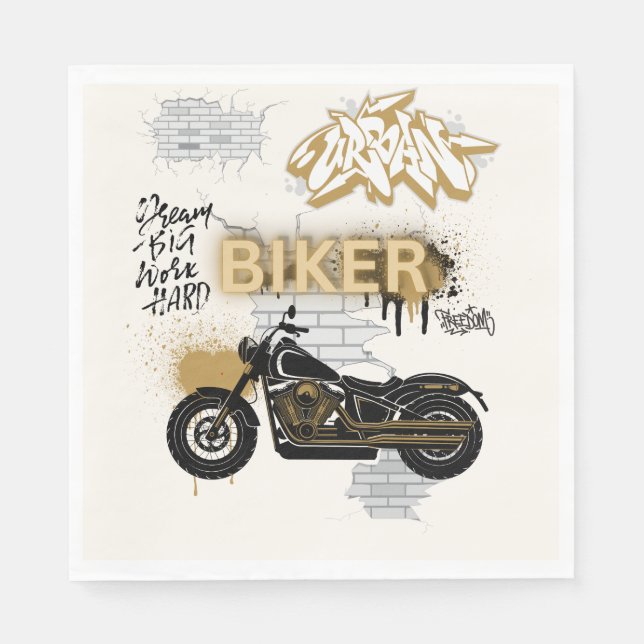 Serviette En Papier Motorcycle or et crème Papier (Devant)