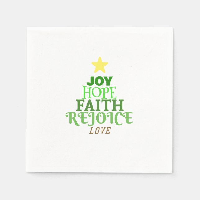 Serviette En Papier Mots Noël Arbre de Noël Papier Napkin (Devant)