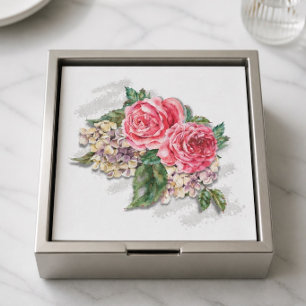 Serviette En Papier Mouchoir en papier pour cocktail Fleurs rouges ros