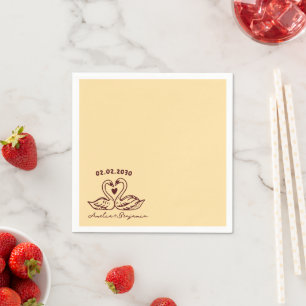 Serviette En Papier Mouchoirs de cocktail Mariage Cygnes Oiseaux de l'