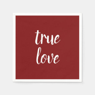 Serviette En Papier Mouchoirs en papier rouge foncé "Vrai Amour"