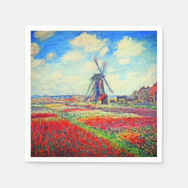 Serviette En Papier Moulin à vin Monet Tulips (Devant)