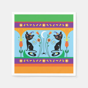 Serviette En Papier Moustaches Douces et Fleurs Sombres