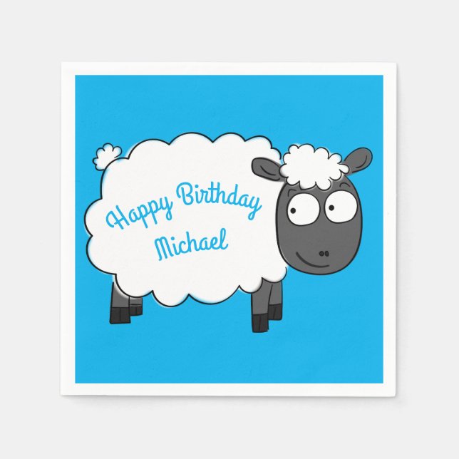 Serviette En Papier Mouton Anniversaire Soirée Caricature (Devant)