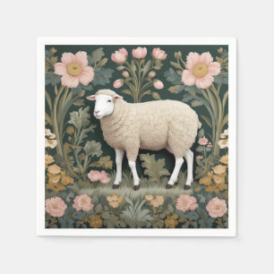 Serviette En Papier Mouton Blanc Élégant Inspiré de William Morris