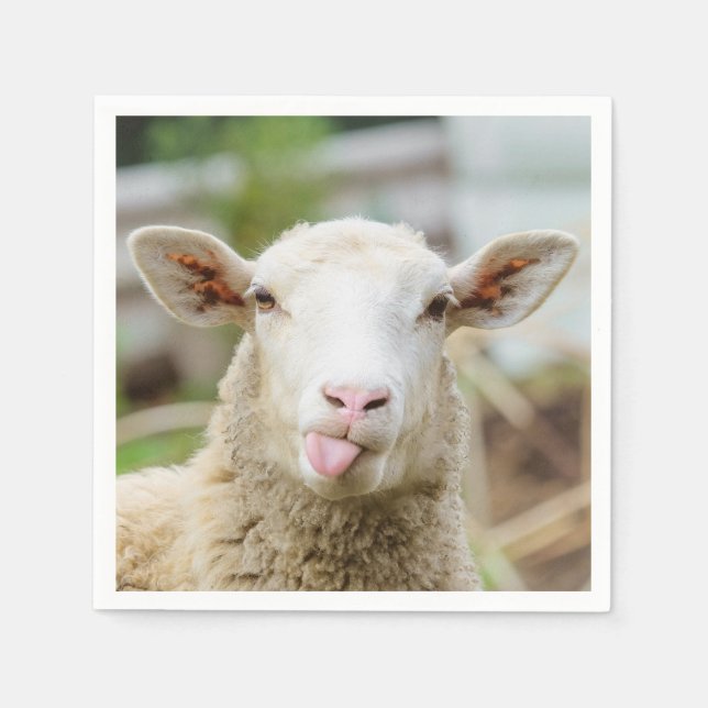 Serviette En Papier Mouton montrer langue (Devant)