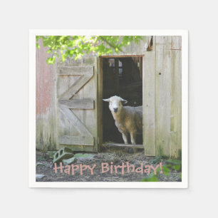 Serviette En Papier Moutons adorables de joyeux anniversaire