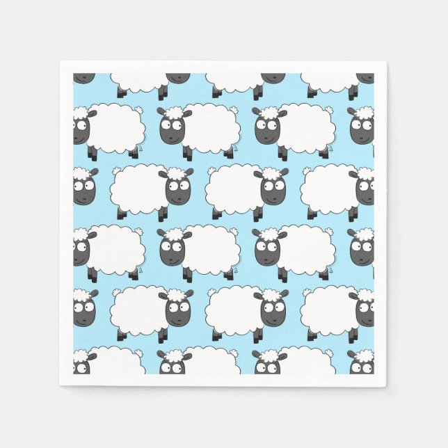 Serviette En Papier Moutons Anniversaire Fête Mignonne Cartoon Napkins (Devant)