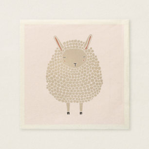 Serviette En Papier Moutons ronds de sommeil de points blancs