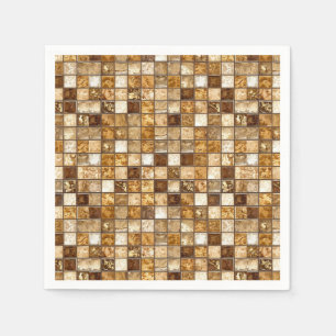 Serviette En Papier Mur de carrelage mosaïque marron et beige