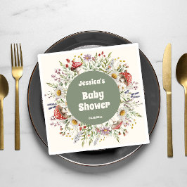 Serviette En Papier Mushroom Baby Shower 