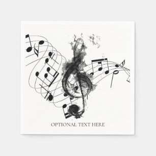 Serviette En Papier Music Note Luxe noir et blanc Personnalisé