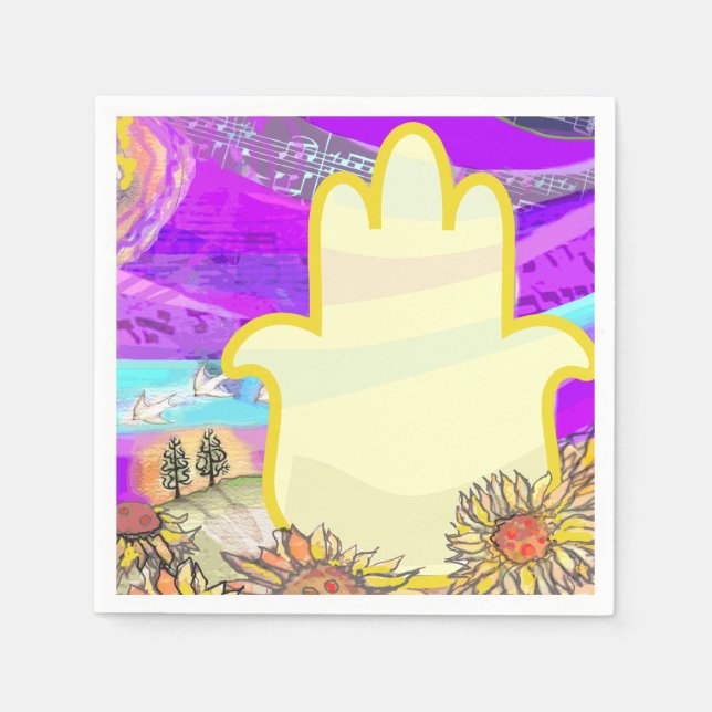 Serviette En Papier Musical Hemsa Bar Bat mitzvah Table Numéro de sièg (Devant)