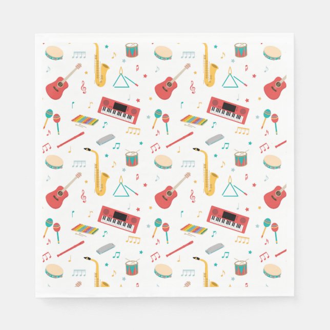 Serviette En Papier Musical Instruments Music Theme Pattern (Devant)