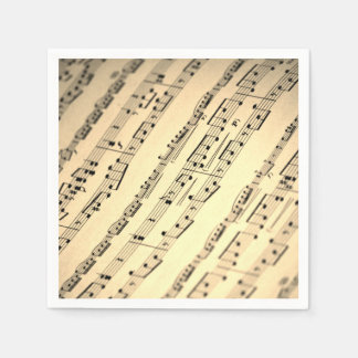 Serviette en papier musicale feuille d'or élégante