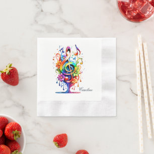 Serviette En Papier Musique, clef colorée