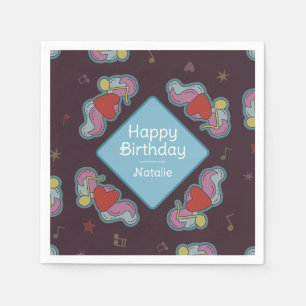 Serviette En Papier Musique Lover Doodles Thème Anniversaire Party Blu