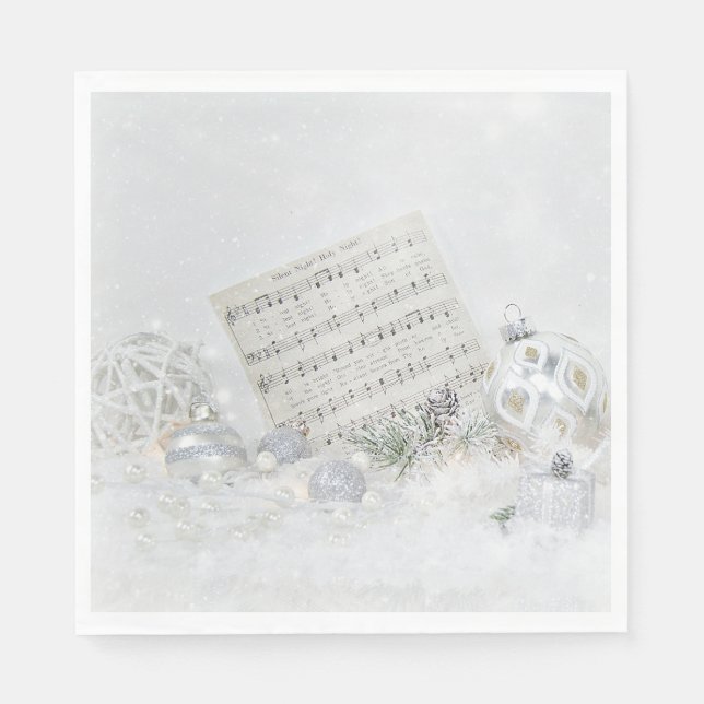 Serviette En Papier Musique Nocturne Silencieuse Dans Les Snowflakes (Devant)