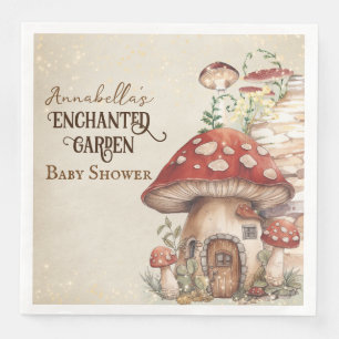 Serviette En Papier Musroom House Baby shower de jardin enchanté
