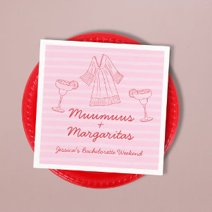 Serviette En Papier Muumuus et Margaritas Rose et Rouge Enterrement de