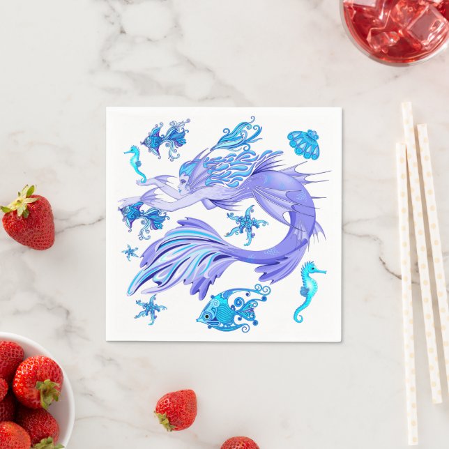 Serviette En Papier Mystic Fairy Purple Créature Carreaux en céramique (En situation)