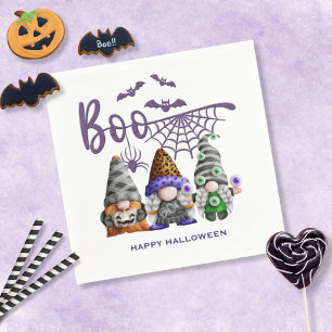 Serviette En Papier Nains de Halloween Boo Violet Pailleté