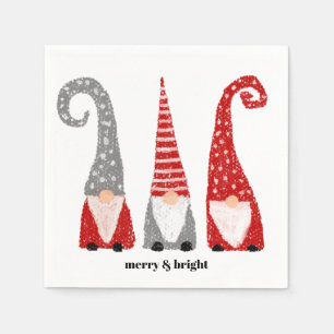 Serviette En Papier Nains de Noël Rouge Gris Blanc Personnalisé