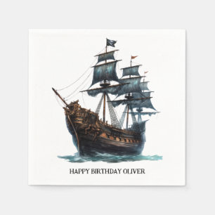 Serviette En Papier Naissance du navire pirate noir