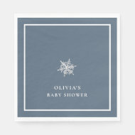 Serviette En Papier Nany Blue Modern Snowflake Baby shower