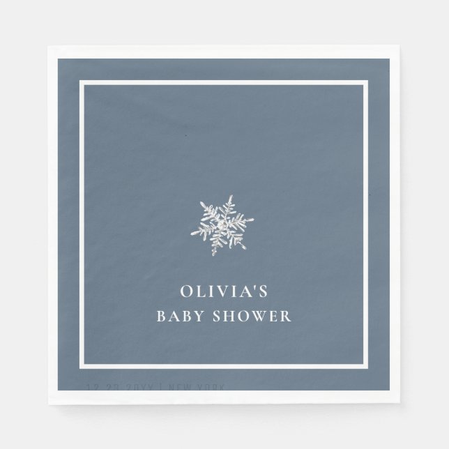 Serviette En Papier Nany Blue Modern Snowflake Baby shower (Devant)