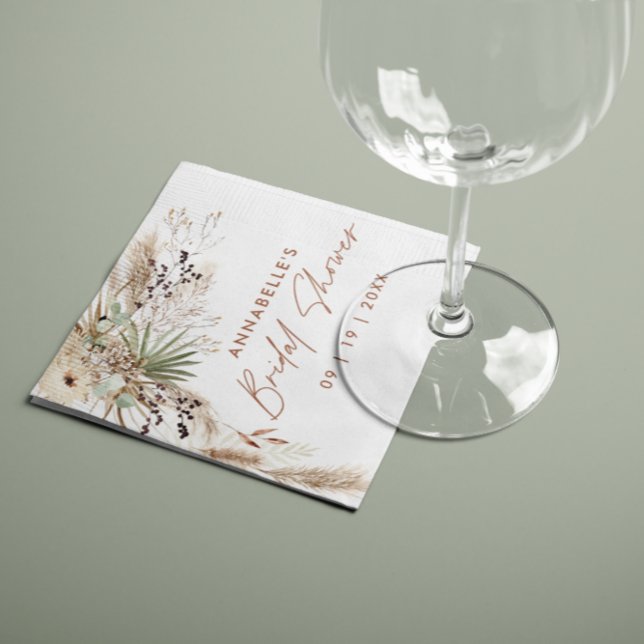 Serviette En Papier Nap de herbe de pampa de douche de mariée moderne  (Créateur téléchargé)