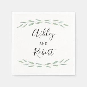 Serviette En Papier Napkin Botanique Sage Greenery, Réception De Maria