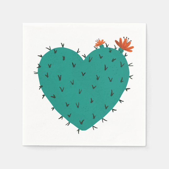 Serviette En Papier Napkin Coeur Succulent (Devant)