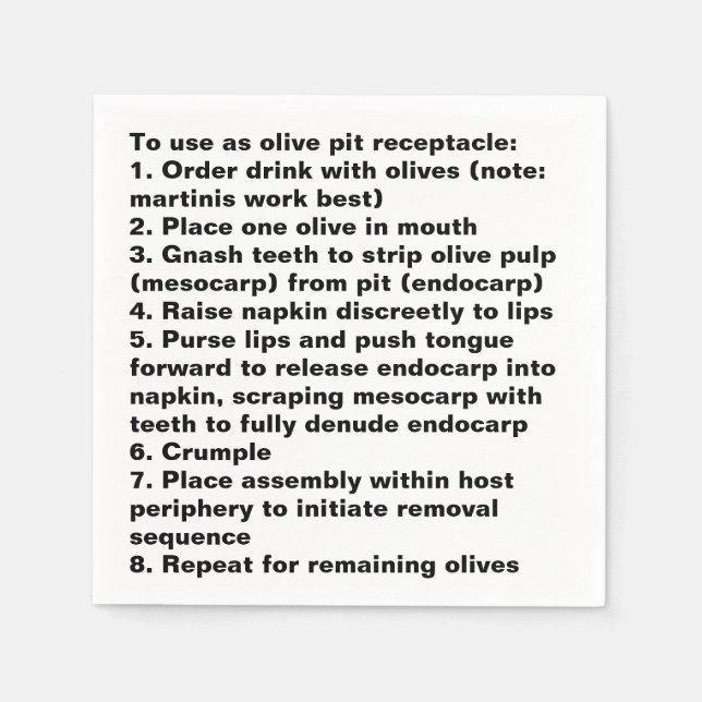Serviette En Papier Napkin de cocktail Olive Pit (Devant)