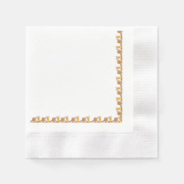 Serviette En Papier Napkin - Feuilles en fer d'angle doré (Devant)