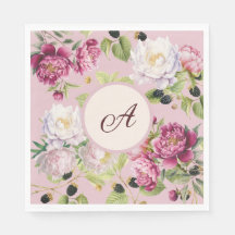 Napkin Floral et Dot Monogram